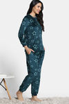 Zivame Velour Loungewear Set - Dark Sea — thumbnail 3
